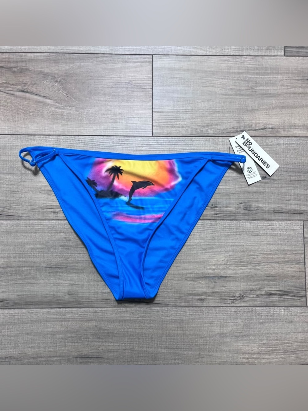 No Boundaries Juniors Cheeky Extra High Leg Dolphin Bikini Bottom XXL (20) Blue